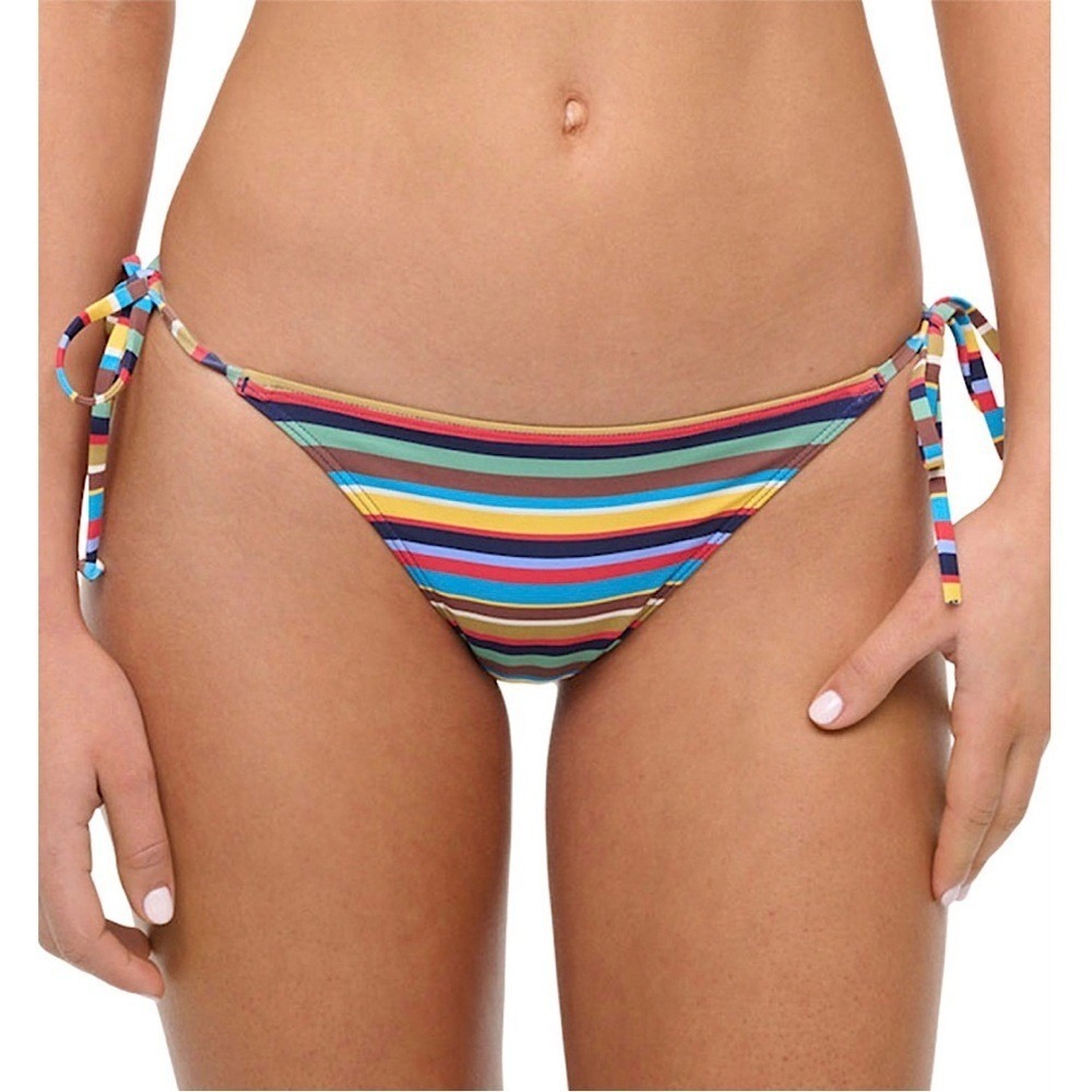 STAUD Sisley Side Tie Bikini Bottom multi-colored stripes Large